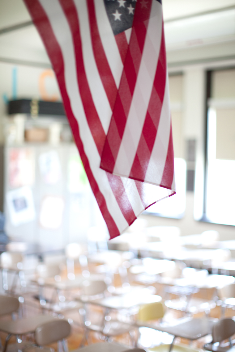 American Flag. High School Classroom in Nashville, Tennessee