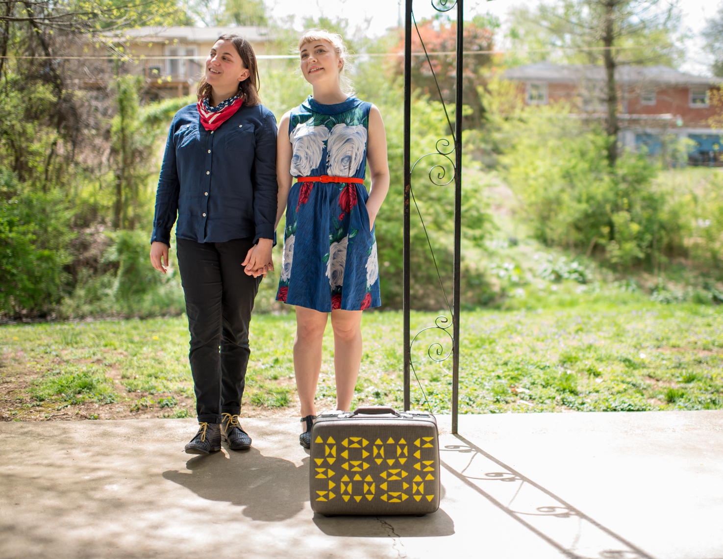 Charity & Michela, love, romance, couple, women, lesbian, gender identity, outdoor, portrait, suitcase, travel, porch, LGBT rights, gay marriage, relationship, reportage, Nashville editorial, photojournalist, portrait photographer, Kristina Krug