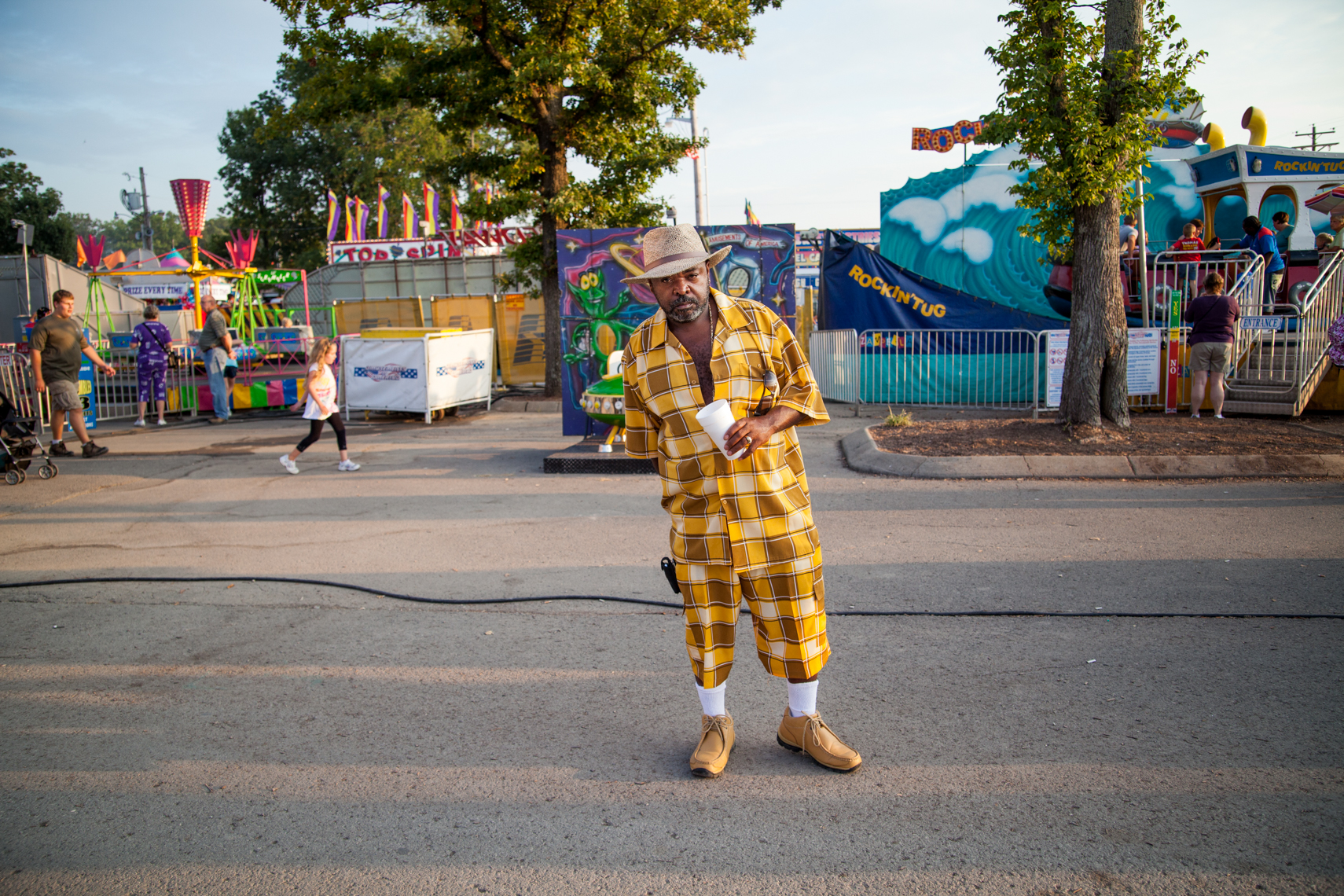 Colorful, inebriated attendee of  Wilson County Fair, Lebanon, Tennessee, carnival, amusement park, rural south